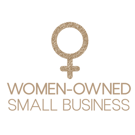 Women owned small business icon in gold