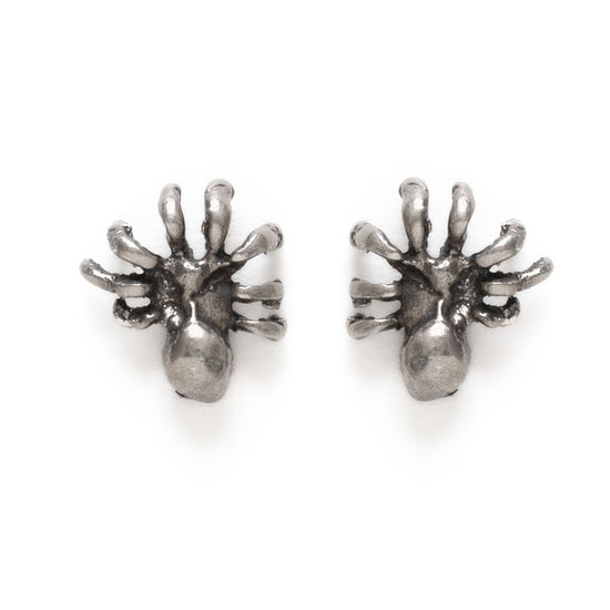 Tiny sterling silver spider stud earrings