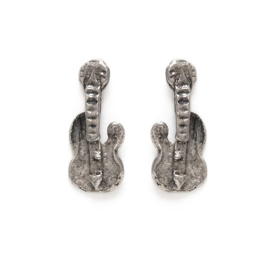 Tiny sterling silver guitar stud earrings