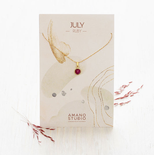 July Birthstone Necklace - Ruby