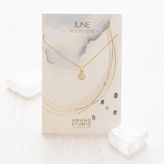 June Birthstone Necklace - Moonstone